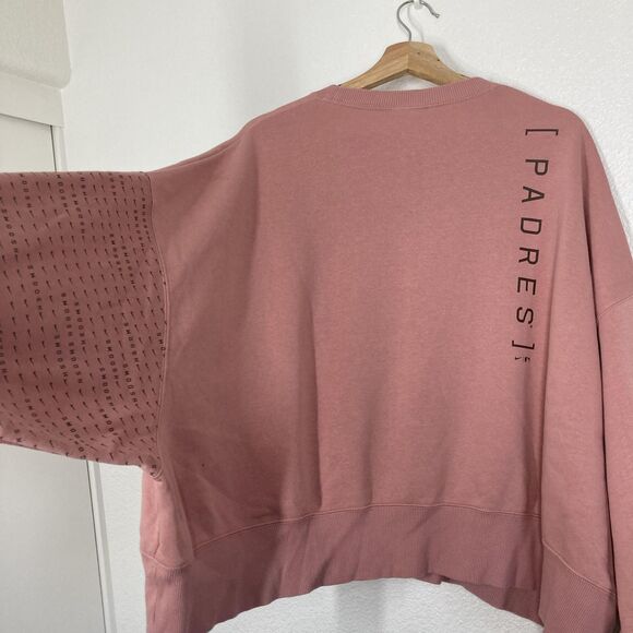 San Diego Padres Sweatshirt Womens XL Pink MLB Baseball Nike Swoosh Sleeve Crop - Picture 16 of 16